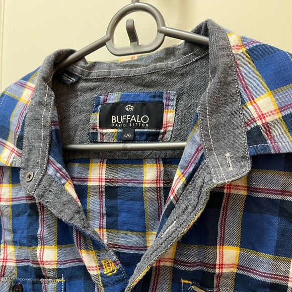 Brand New Men’s Buffalo David Bitton Blue Flannel Button Up Size Large - Picture 3 of 8